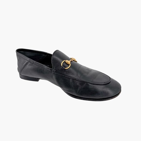 Gucci Brixton Horsebit Flat Loafers Black Leather Size 39 US 9 Women Jordaan - Picture 11 of 15